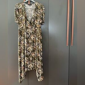 Banana Republic Asymmetrical Leaf Print Dress